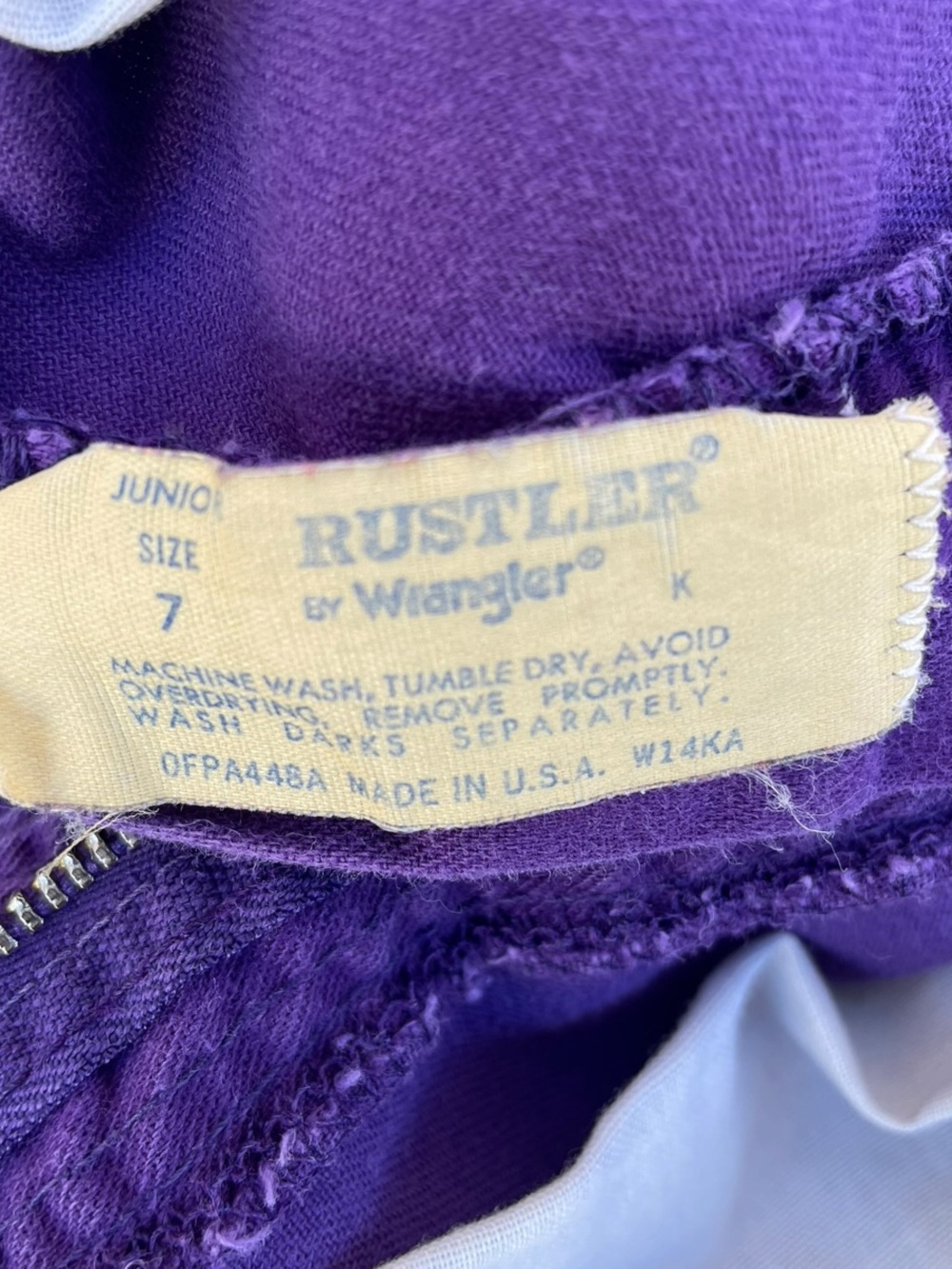 Vintage Rustler High-Rise Purple Denim Carpenter Shorts Cutoffs Sz 7 - Picture 5 of 9